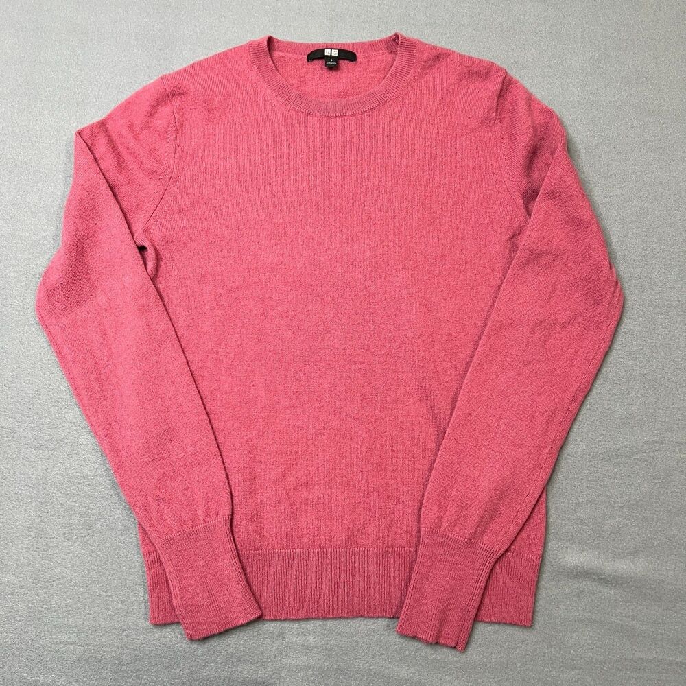 Uniqlo Sweater Women's Small Pink 100% Cashmere Long Sleeve Crewneck Pullover